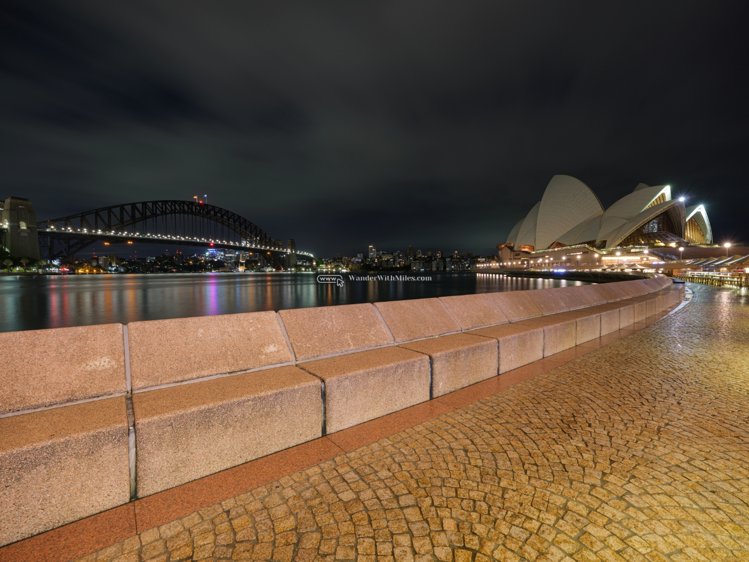 Sydney Opera House and Harbor Bridge before sunrise